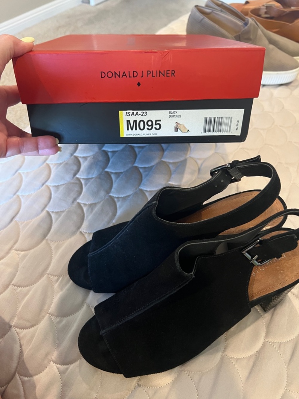 Donald J Pliner Black Suede Open-Toe Slingback Sandals